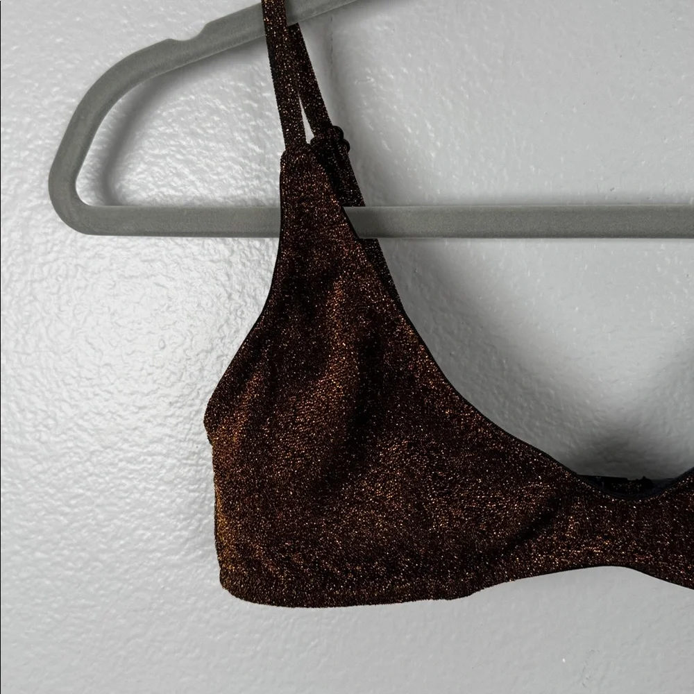 Triangl Swimwear Honey Sparkle Glittering Bronze Bikini Top size Small